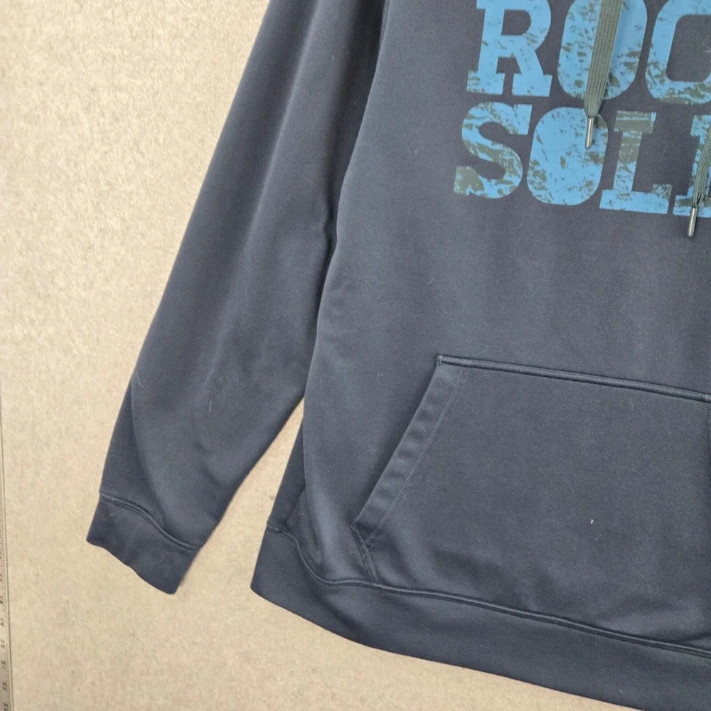 The North Face Men Sweatshirt Medium Blue Hoodie Logo Rock Solid Fleece Pullover